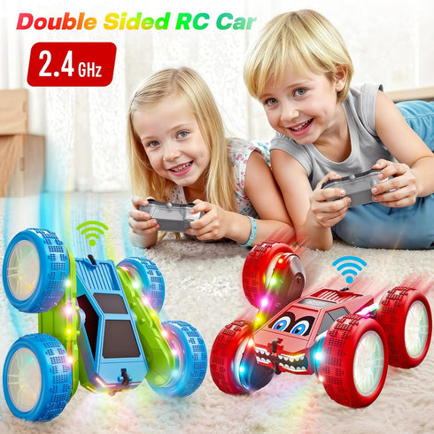 360 2.4 8-12 3+ WayEee Remote Control Car, Flips RC Stunt Car with LED Lights Strips, Type-C Charge Modular Battery
