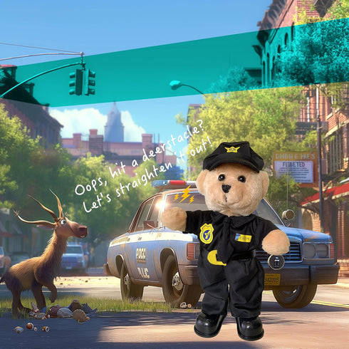 14 Inch Singing Dancing Police Teddy Bear Playing Bad Boys What You Gonna Do Song Musical Interactive Stuffed Animal