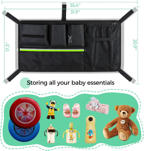 Stroller Wagon Cargo Net,Double-Layer Side Pockets Attachment for WONDERFOLD,Foldable Mesh Sorting Organizer Bag