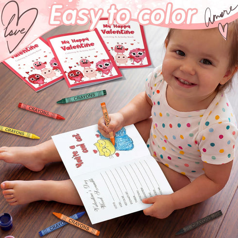 20 Set 20 Spakon Valentines Day Coloring Book for Kids with Crayons, Valentine School Party Favors Small Activity Books