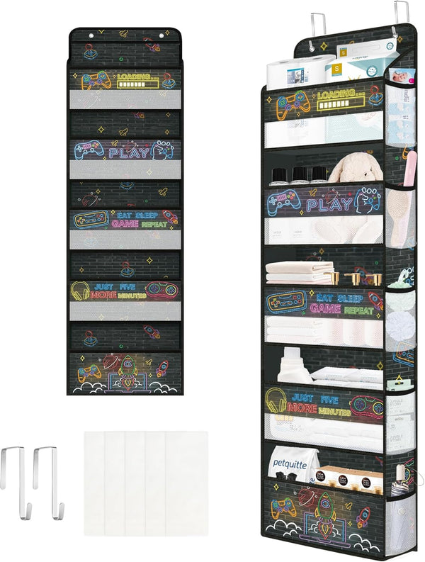 Clastyle Video Gamer Over the Door Organizer Mesh Side Pocket Boy Nursery