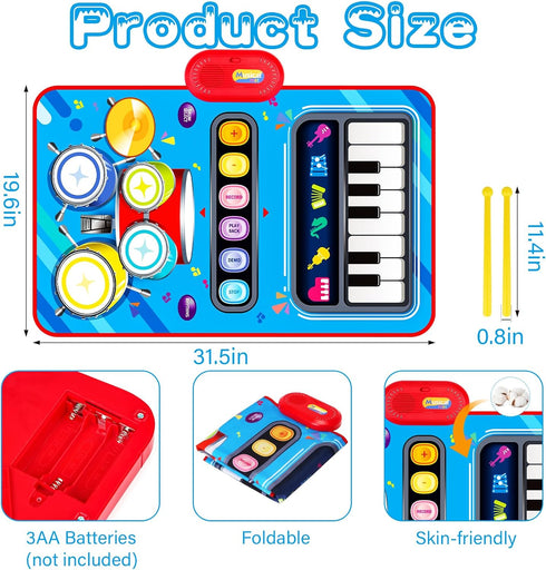 1 1-2 2 1 12-18 1 2 3 Baby Toys for Year Old: Baby Musical Mat Toddler Toys Age - in Piano Drum Babies Play Mat