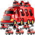 1-3 3-5, 7-in-1 Set 1 2 3 4 5 6 3-9 Fire Truck Toys for Toddler Fire Car Carrier Vehicle for Girls Years Old, Transport
