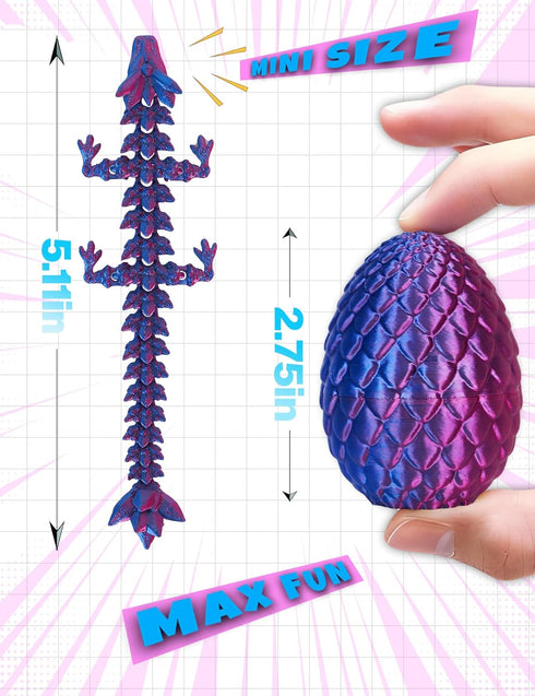 YILCER 4PCS 3D Set 3D Set (Multicolor3-4pcs) Printed Dragon Eggs with Dragon Inside Mini Dragon Egg Easter Eggs