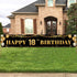 Large Black and Gold Happy 18th Birthday Decoration Banner, 18th Birthday Party Supplies (9.8x1.6ft)