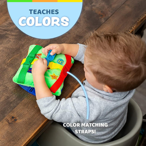 Buckle Toys - Buster Square - Learning Activity Toy - Develop Fine Motor Skills and Problem Solving - Easy Travel Toy