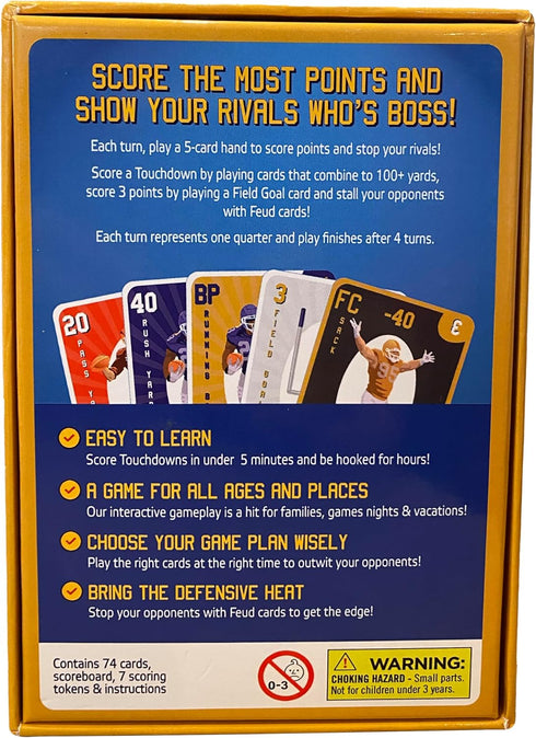 Fast, Fun Football Card Game for Families, Games Nights, Vacations & Tailgates | Enjoyed by Kids, Teens and Adults |