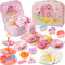 Lajeje Pink Barn Tea Party Set for Little Girls, 47PCS Farm Animal