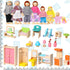 Civaner 52 Pcs Wooden Dollhouse Furniture Set - Miniature Doll House Accessories for 1:12 Scale Dolls