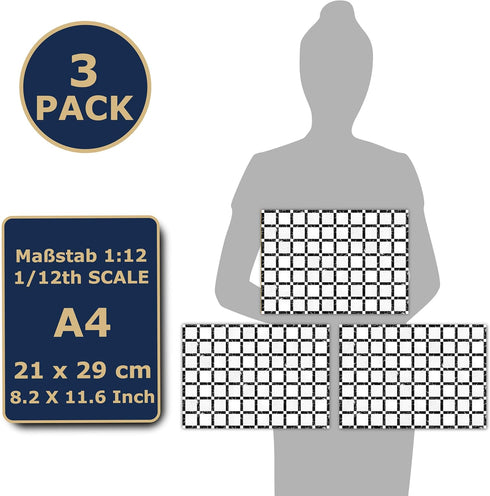 TexturKontor 3 1:12 Sheets Self Adhesive Floor Tiles for Dollhouse Scale (Chenonceau)