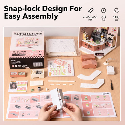 Super Creator Mini Blocks Model Building Set - Miniature Plastic House Kit for Teens 8-12, DIY Crafts for Adults