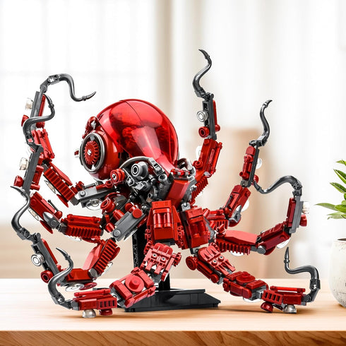 Sets 14+(882PCS) XITALAXU Mechanical Octopus Building for Adult, Ocean Animal Collection Toy with Display Stand
