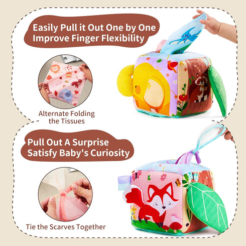 612 Yeeeasy Baby Tissue Box Toy, Montessori Sensory Toy for Babies Months, Infant Early Learning Toy with Mirror