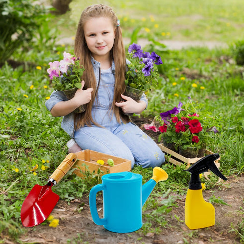 liamasum Set Kids Gardening Tools Includes Toddler Gardening Gloves, Sturdy Tote Bag, Watering Can, Shovel, Rake