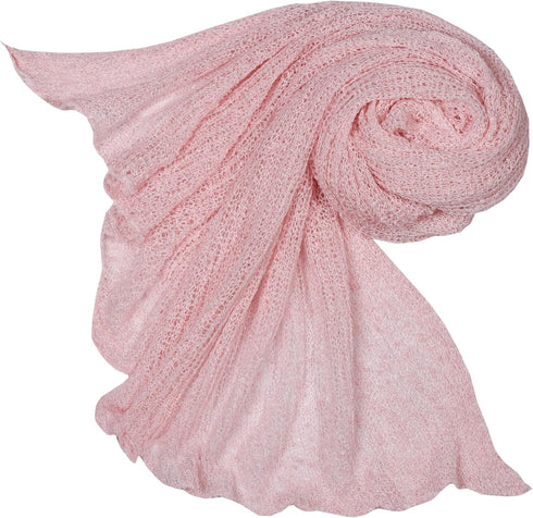 Matissa Newborn Baby Photography Prop Swaddle Cheesecloth Knit Wrap, 16 Colors Available (Baby Pink)