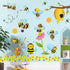 RW-1061 3D Bee Wall Decals, Cartoon Animals Stickers, DIY Removable Wall Art Decor for Kids Nursery
