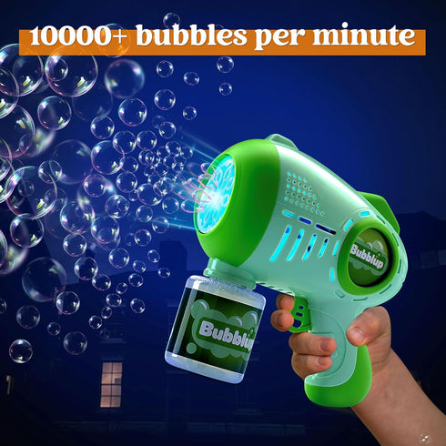 JOYIN 2 Packs Bubble Guns with 4 Bottles Bubble Solution, Light Up Automatic Bubble Machine Gun for Kids & Adults
