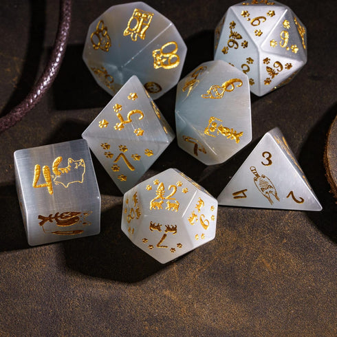 UDIXI Gemstone Dice Set | 7PCS Stone DND Dice with Gift Case for Dungeons and Dragons & MTG