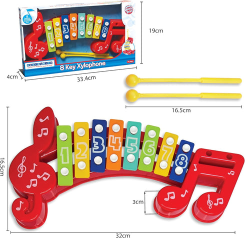 8 2+, 8 2 Small World Toys Xylophone for Kids: Key Colorful Xylophones for Toddlers Age Kids Musical Instrument