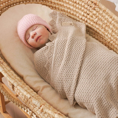 Neiwech 30x40 Inch Organic Cotton Baby Blanket Knit Soft Receiving Swaddling Crib Nursery Blankets for Newborns Infants