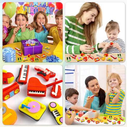 30 3D pcs Musical Erasers for Kids Classroom PrizesPuzzle Eraser Take Apart Musical Instrument Pencil Erasers for Kids