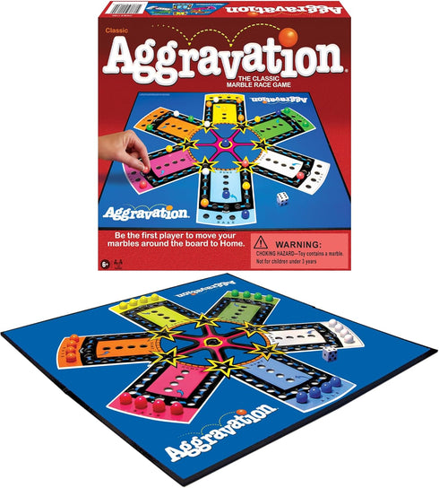 Aggravation with Retro Artwork by Winning Moves USA - Classic Marble Race Game for 2 to 6 Players