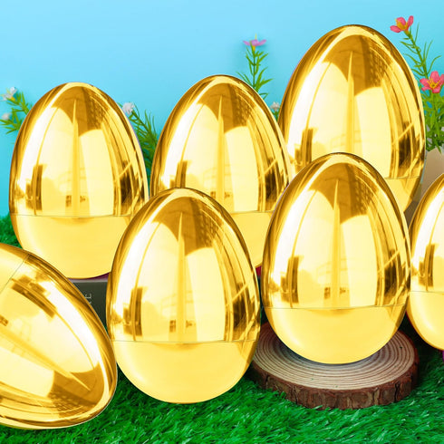 12 6 Inch PCS Jumbo Gold Easter Eggs Giant Metallic Golden Easter Eggs Fillable Large Suprise Egg for Easter Themed