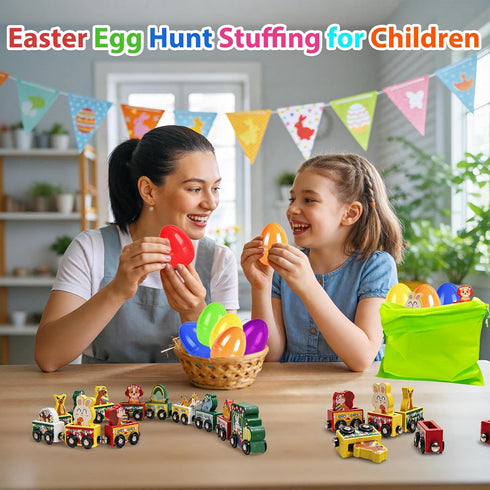 Yxwomenxy Countdown Easter Eggs Magnetic Wooden Animal Train for Kids,Easter Basket Stuffers,Easter Eggs Surprise