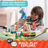 Set 75-Pieces Wooden Train with Play Mat for Kids - Including Deluxe Wood Tracks, Trains, Cars, Boats, and Accessories