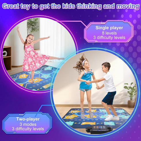 Zitranse 2Player 3 4 5 6 7 8 9 10 11 12+ Dance Mat for kids, Electronic Double Dance Mixer Rhythm Step Play Mat,Dance