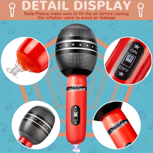 Zhanmai 12 Pieces Inflatable Microphones, Blow Up Microphone Props for Musical Concert Themed Party Decoration