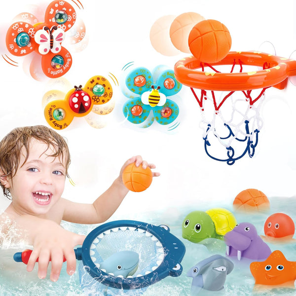 Bath Toys Playset - Fun Basketball Hoop & Balls, Bathtub Pool Shooting Game for Kids and Toddlers