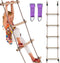 Wooden Climbing Rope Ladder for Kids - Ninja Warrior Obstacle Course Accessory for Swing Set & Treehouse