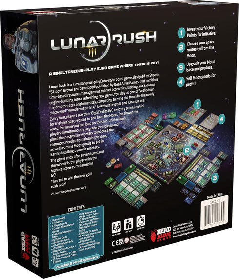 Dead Alive Games: Lunar Rush - Standard Edition Euro-Style Board Game, Resource Management, Ages 14+, 1-4 Players