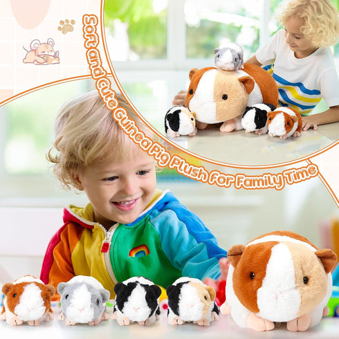 5 16 Inch 4 Jenaai Pcs Plush Guinea Pig Stuffed Animals Mama Guinea Pig with Cute Plushie Babies Soft Animals Pillow