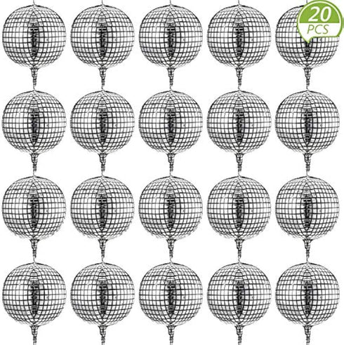 Gejoy 20 Pcs Large 22 Inch Disco Ball Balloons, 4D Round Laser Foil Metallic Mirror for 70s 80s Party Decorations