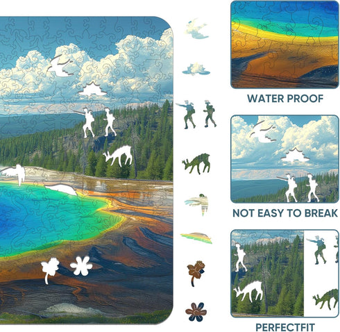Wooden Puzzle for Adults, Yellowstone National Park Wooden Jigsaw Puzzle (19.8 * 13.2in-500pcs) for Family Game