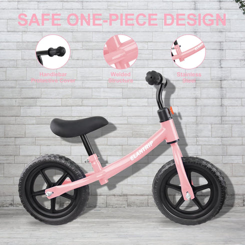 Elantrip Lightweight Black Balance Bike for 1-3 Year Old Boys, No Pedal Toddler Bike with Adjustable Seat