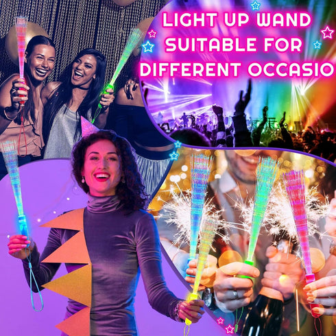 Zhanmai 24 Pieces Upgraded Glow Fiber Wands, LED Light Fiber Optic Sticks for Wedding Party Favors