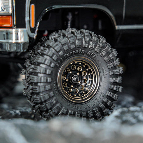 INJORA Black Coating Brass 1.0 Beadlock Wheel Tires Set for Axial SCX24 AX24 TRX4M FCX24 Upgrade 1/24 1/18 RC Crawler
