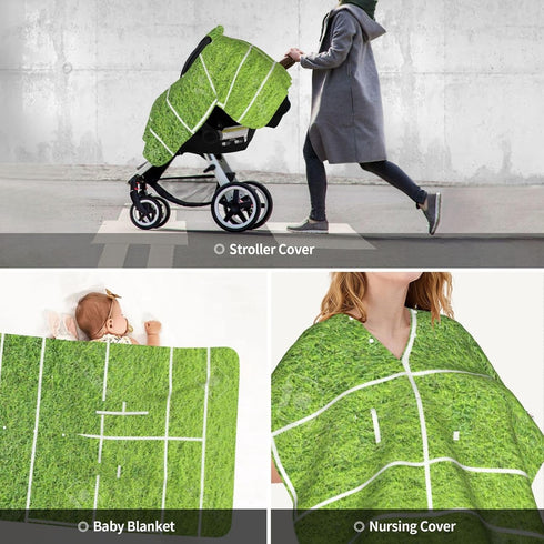 Zhbvncp Funny Green Tennis Court Baby Car Seat Cover & Breastfeeding Nursing Cover - Breathable Stretch Fabric