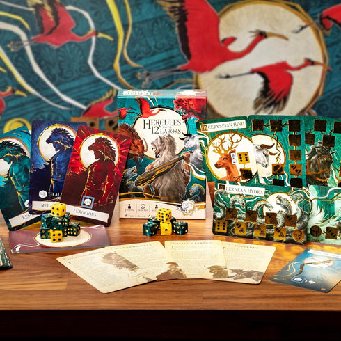 12 Immersive Envy Born Games Hercules and The Labors Solo Card & Dice Game | Mythology Strategy Adventure | Complete
