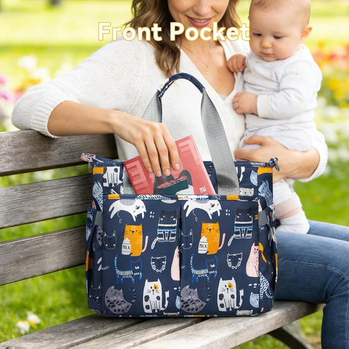 Diaper Bag Tote Satchel Waterproof Messenger Baby Diaper Bags for Mom and Dad Multifunction Medium Travel Tote Bags(Cat