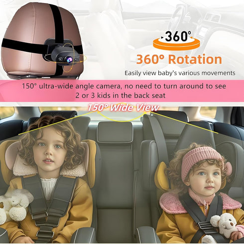 YIMU 720P, Setup, 360 (KB40 4.3 inch) Baby Car Camera for Backseat: Rear-Facing Infant Back seat Camera Baby with HD