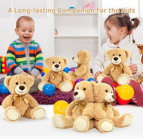 6 Packs 14in MorisMos Teddy Bears Bulk Stuffed Animals, Small Teddy Bear Plush, Cute Stuffed Bears for Centerpiece Baby