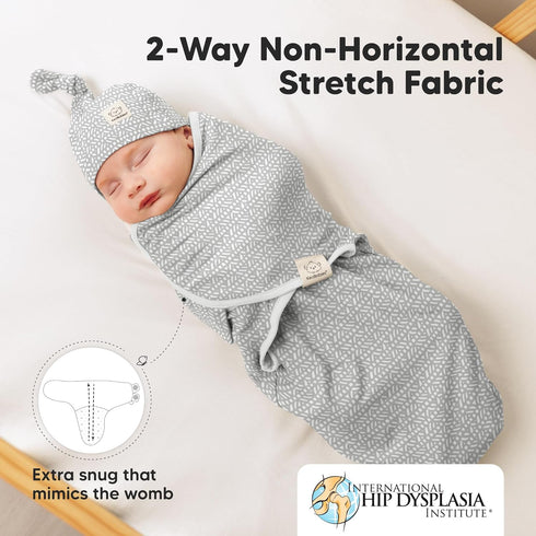 3-Pack 3-6 Set, 0-3 KeaBabies Swaddles for Newborns, Girls, Boys with Hats - Organic Soft Baby Sleep Sacks, Breathable
