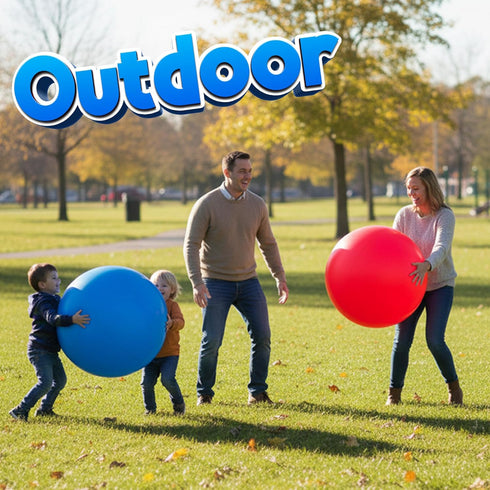 18-Inch (2 Pack, PlayBolt Jumbo Playground Balls Red & Blue) - Giant Large Inflatable Rubber Kickball for Kids