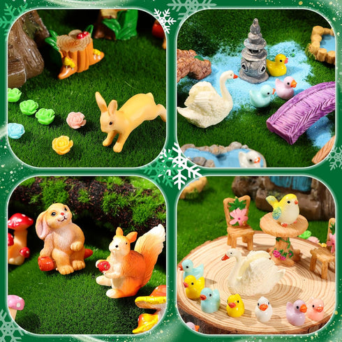 Poen 8'' 6-8 Solar Light up Fairy House Garden Fairy Figures Garden Accessories Kit Animals Doll House Decor Outdoor
