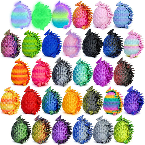 Aesinos 3D Printed Dragon Eggs with Dragon Inside,Articulated Crystal Dragon in Egg,Easter Basket