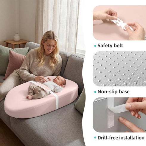 YENING Waterproof Leather Baby Changing Pad - Pink Dresser Mat